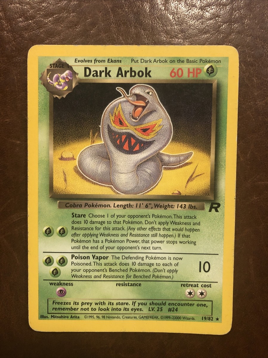 dark arbok pokemon card Dark Arbok 19/82 Team Rocket Non Holo Rare Pokemon Card