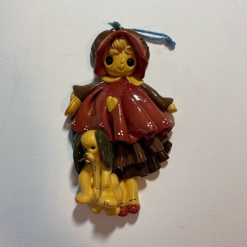Skurrile handgefertigte Tonpuppe mit Spielzeug Hund Wandkunst 3D 7 Zoll lang - Bild 2 von 3