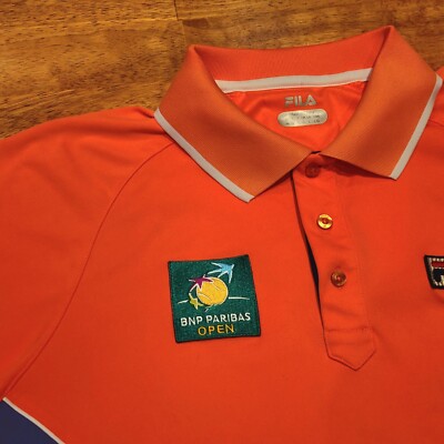 Fila BNP Paribas Tennis Polo Shirt Men's Sz Large Orange