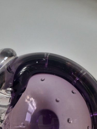 Modern Murano style cased bubble art glass owl sculpture vase 114mm tall purple - Picture 11 of 13