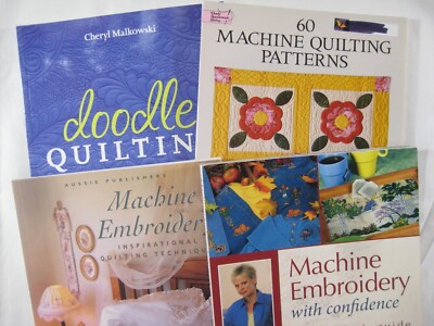Lot 4 books Machine Embroidery Doodle Quilting patterns J. Haskings N. Zieman +