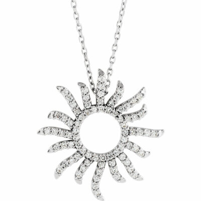 Diamant strahlende Sonne 16'' Halskette in 14K Weißgold (3/8 ct. tw.)
