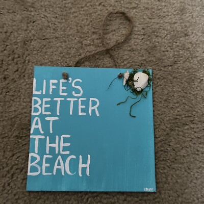 LIFES BETTER AT THE BEACH-CANVAS 8'' HANDPAINTED BEACH SIGN, HOME DECOR,