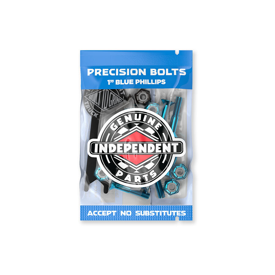 Independent Skateboard Hardware 1" Phillips Blue/Black + 1/8" Indy Shock Pads