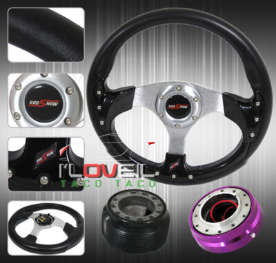 For 320mm Tercel Interior Steering Wheel Upgrade+ Adapter Hub Kit &Jdm Button