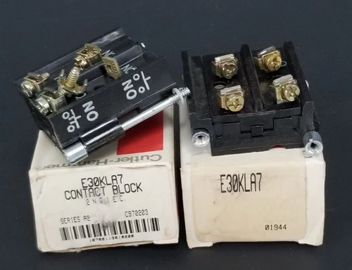 LOT OF 2 NIB EATON CUTLER-HAMMER E30KLA7 CONTACT BLOCKS SER. A2