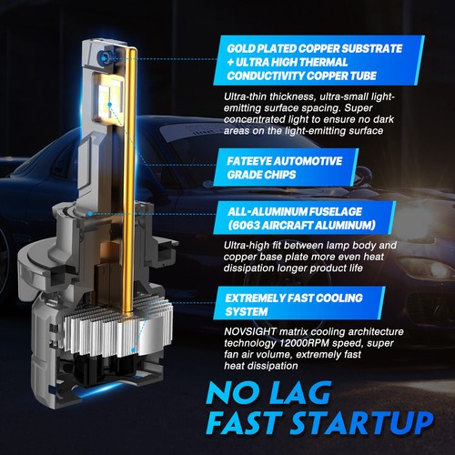 NOVSIGHT H13 9008 LED Headlight Bulbs High Low Beam 6500K 40000LM White 200W 2pc - Bild 5 von 10