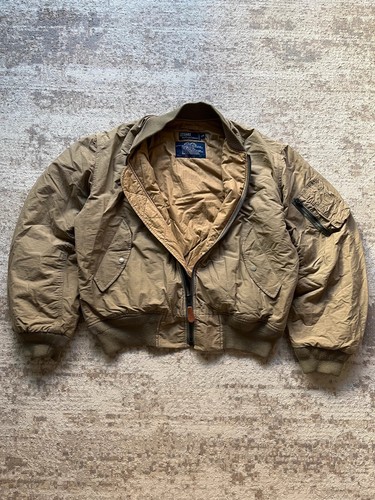 Polo Ralph Lauren Goose Jacket Bomber Sz L 90s Rare Brown - Picture 14 of 15