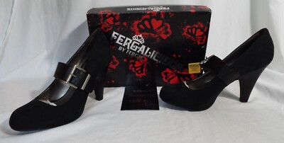 Fergalicious By Fergi Dress Shoes Size 10 Black Suede  Buckle 4 Inch Heel