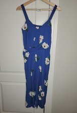 A NEW DAY Women's XS Sleeveless Twist-Front Floral Cropped Jumpsuit Blue White