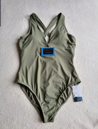 NEW EX M*S SECRET SLIMMIMG TUMMY CONTROL NONWIRED PADDED PLUNGE SWIMSUIT SIZE 14 - Picture 3 of 4