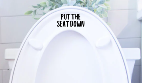 Ponga el asiento F*ing abajo/ponga el asiento abajo - Calcomanía para baño 2" - Imagen 3 de 5