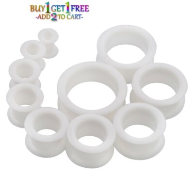 Pair 8g-1'' SILICONE EYELET TUNNELS Double Flare Gauges Thin Flesh Ear Plugs 3014