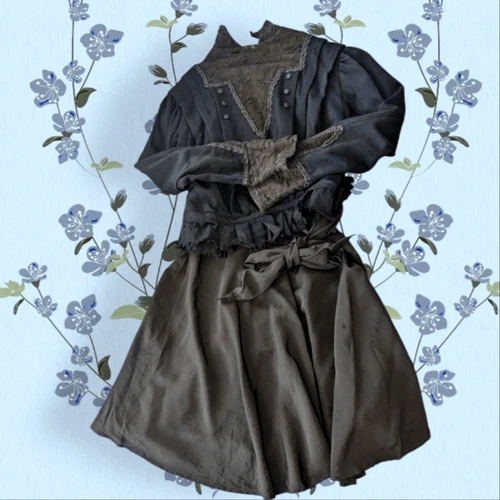 Women's antique 1900s Victorian black lace outfit
