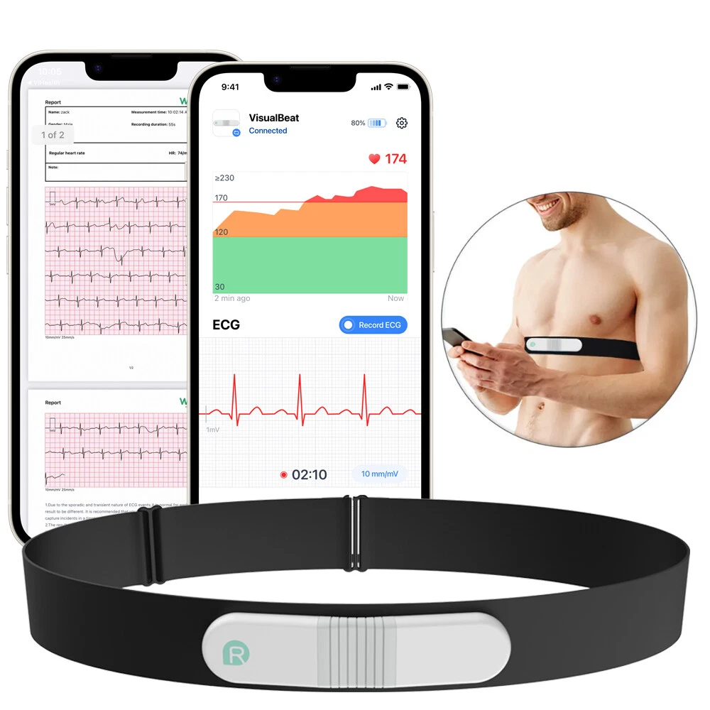 Heart Rate Monitor Chest Strap Bluetooth ANT with ECG Recording Function App