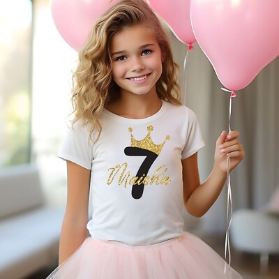Baby-T-Shirt personalisiert individuell Namen 3 bis 11 Jahre, (3-11) Geburtstag Krone