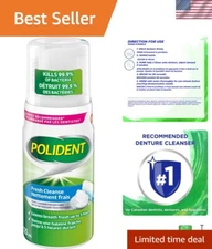 Refreshing Foam Denture Cleaner by Polident, 125ml - Freshens with Every Use
