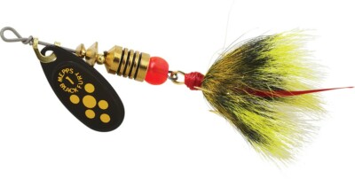 Mepps      BLACK FURY    #1  Dressed   Yellow Dot  / Gray Yellow Tail 
