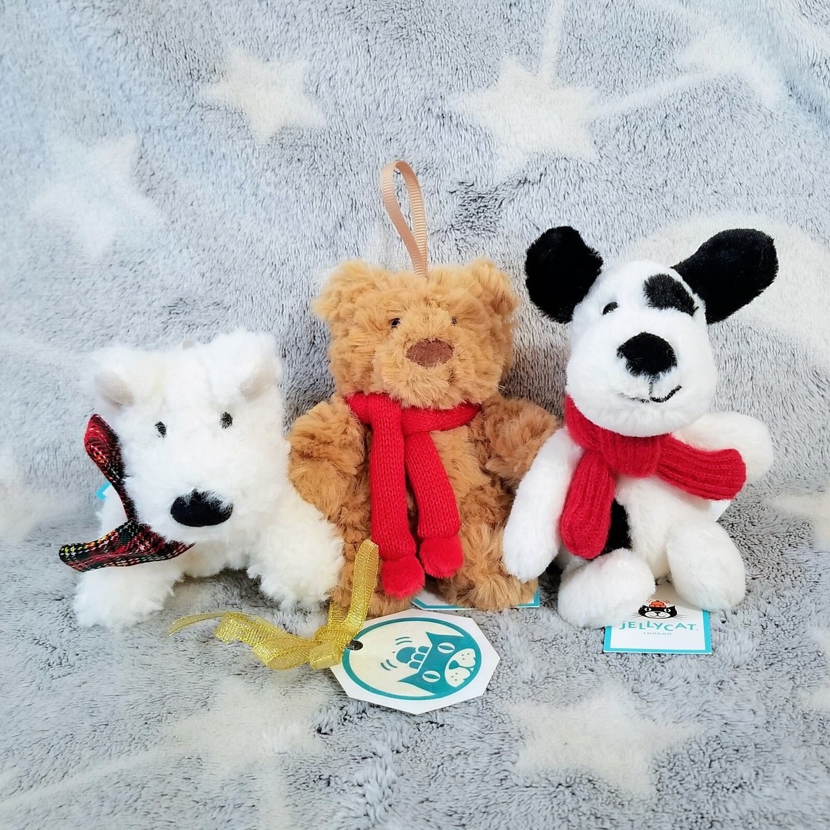 JELLYCAT BASHFUL PUPPY DOG DECORATION Black Cream Christmas Tree