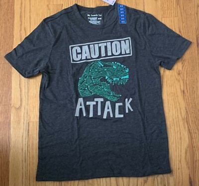 Member's Mark charcoal gray Flip Sequin T-Rex My Favorite T-shirt, Girls 10-12