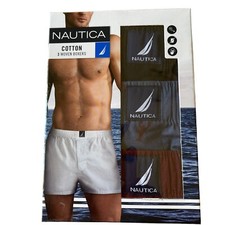 Nautica Men  s Size Small 3 Pack Cotton Woven Boxers Classic Fit Underwear NWT