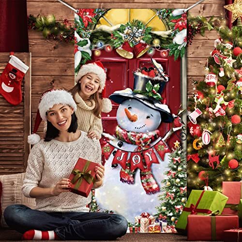 Christmas Snowman Door Cover Decorations Christmas Front Door Banner Backdrop - Picture 7 of 7