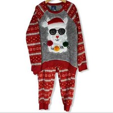 Max  Olivia fleece holiday fair isle sheep PJs Large