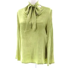 FRNCH Abie Top Womens S Green Retro Preppy Minimalist Romantic Work Formal NWT