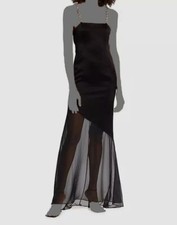 Alice + Olivia Women's Black Mesh Crystal Strap Asymmetric Fifi Dress Size 2