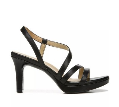 Naturalizer Brenta Strappy Dress Sandals Black Faux Leather 6.5W