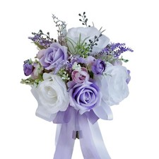 Purple Lilac Bridal Bouquet for Bride, Lavender White Wedding Bouquets for Br...