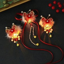 New Year Hanfu Headpiece Chinese Style Embroidered Butterfly Tassel Hair Clip3pc
