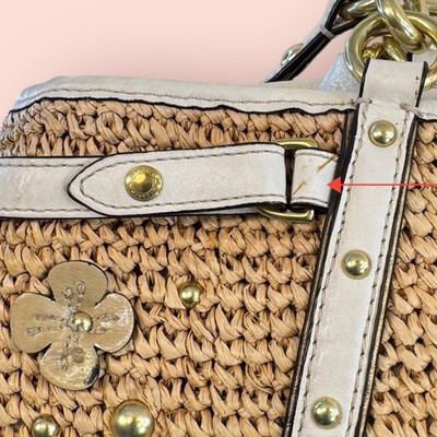 COACH Y2K Vintage Floral Appliqué Natalie Shoulder Tote Bag Straw