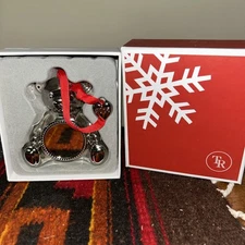 NIB Things Remembered Silverplate Teddy Bear  Ornament USA 2015 Can Be Engraved