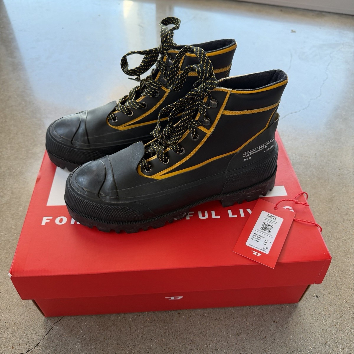 Diesel D-Hiko BT X - Combat boot in leather and rubber | eBay