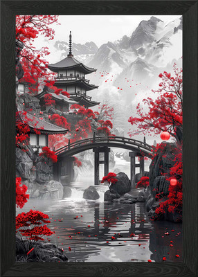 Alter japanischer Tempel gerahmtes Wandbild Poster Leinwanddruck Bild