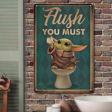 Funny Metal Sign - Flush The Toilet - Bathroom Wall Decor - 8x12 Inch - Offic...