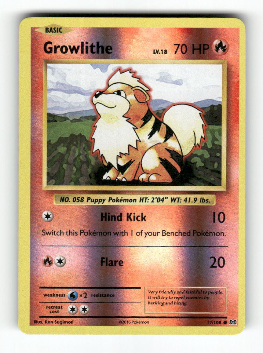 Growlithe - 17/108 - Evolutions - Pokemon - Common - NM Reverse