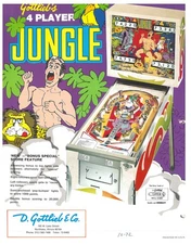 Jungle Gottlieb Pinball Flyer / Brochure / Ad /