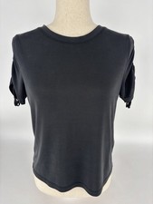 Banana Republic Black Crew Neck Short Sleeve Blouse Women  s Size Small