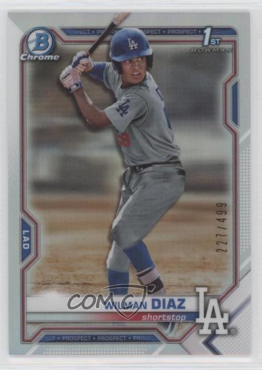 2021 Bowman Chrome Prospects Refractor 227/499 Wilman Diaz #BCP-197 0m7x