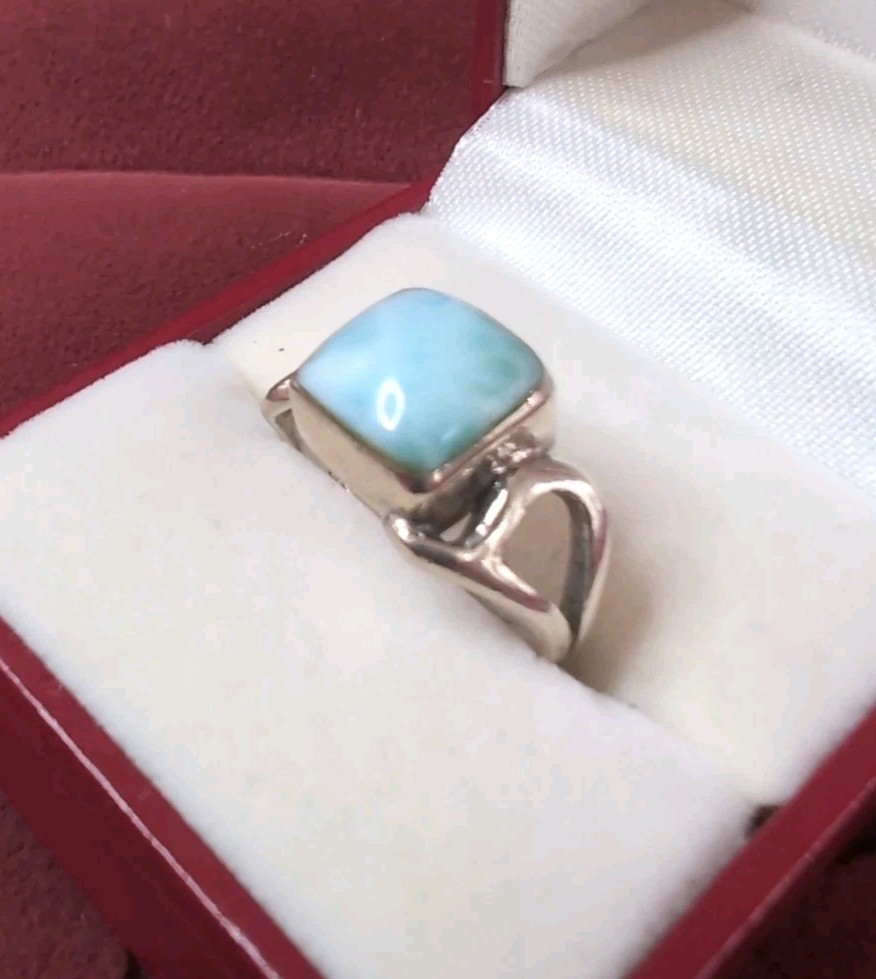 Beautiful Larimar Stone 925 Solid Silver Bezel St… - image 1