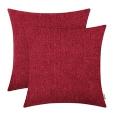 BRAWARM Throw Pillow Covers 18x18 Inches - Deep Red Chenille Pillow Covers Pack