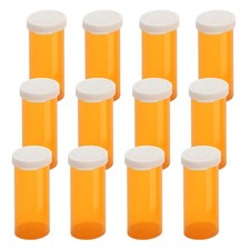 Empty Plastic Pill Bottles with Easy Open Snap Caps Not Child 6 Dram, Orange