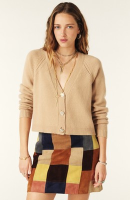 ba&Sh Long Sleeve & Gold button Cardigan Carila  Camel  Size Medium NEW