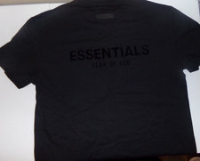 Essentials Fear of God Black Cotton Jersey Logo Men's Crew Neck T-Shirt