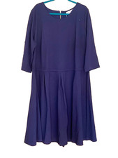 Sheego plus size 26 Blue Knee Length 42in DRESS 3/4 Sleves Stylish Autumn £64