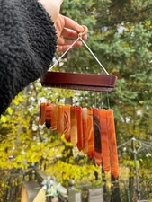 Polished Orange Hue Geode Brazil Agate Wind Chime