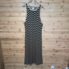 Old Navy Womens XXL Black Tan Wavy Chevron Crochet Knit Sleeveless Maxi Dress
