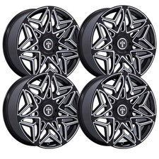 Set-4 Dub Dc274 Anomaly 24x9 5x120 Black Milled 38mm Wheels Rims 24 Inch